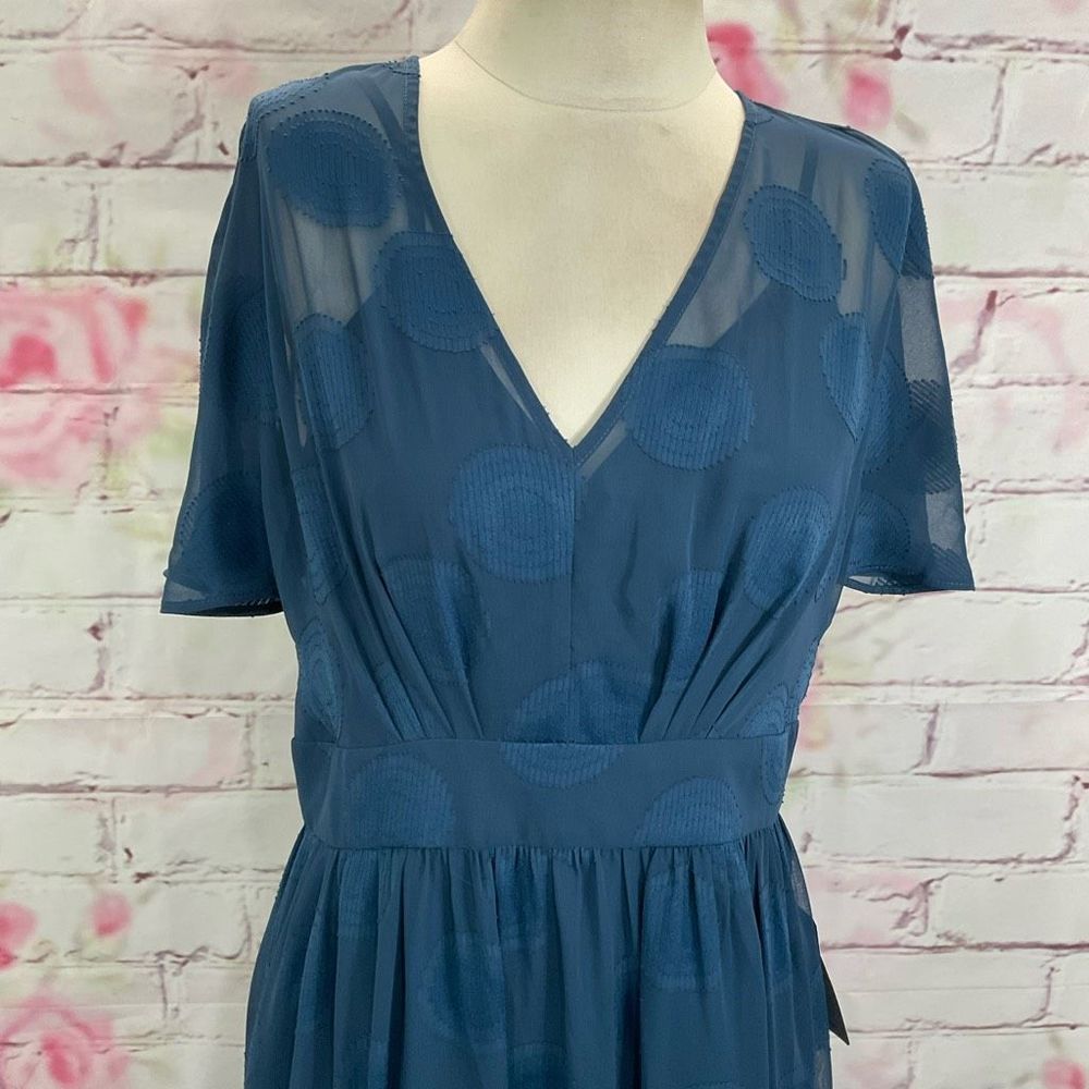 Maggy London nwt blue flutter sleeve midi dress - Picture 5 of 11